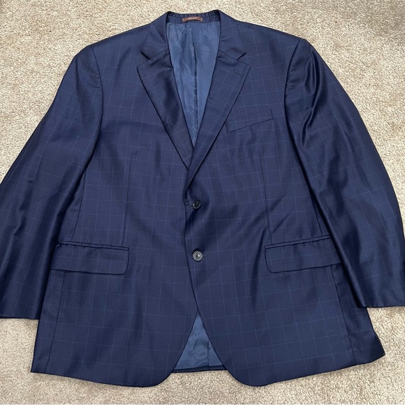 Peter Millar Men's Plaid Navy Blue Sport Coat Wool Blazer Sz 48R - Picture 2 of 11